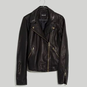 Madewell Washed Leather Motorcycle Jacket in Black: Brass Hardware Edition